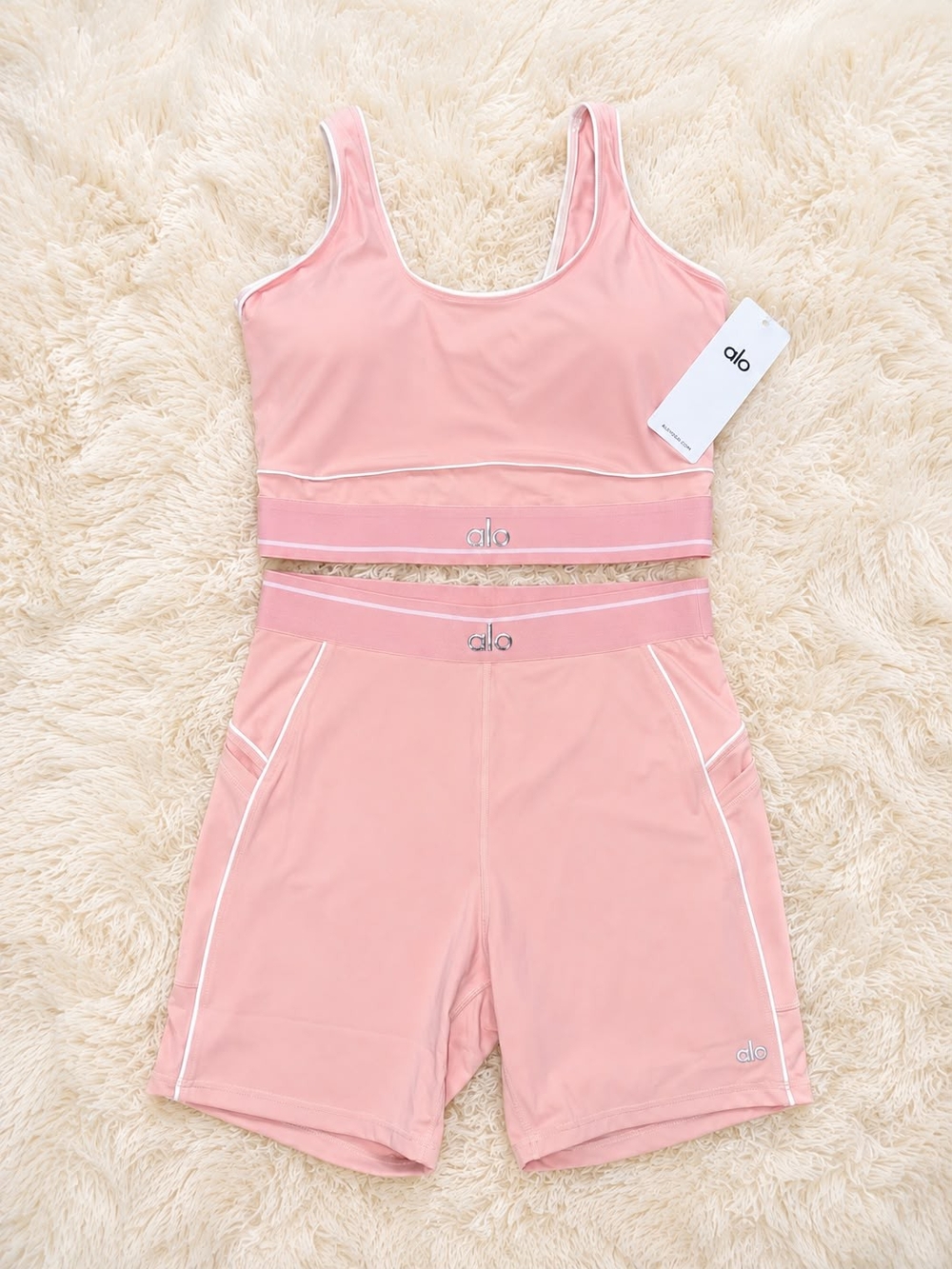 ALO Yoga Pink Seamless Racerback Sports Bra & Skirt Set - Picture 4 of 4